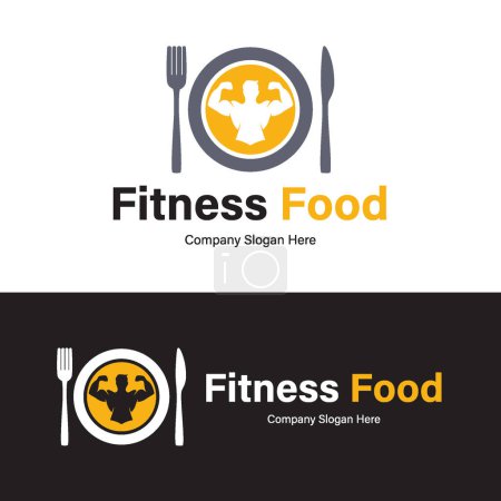 Téléchargez les illustrations : Food For Fitness logo logo emblème design - en licence libre de droit