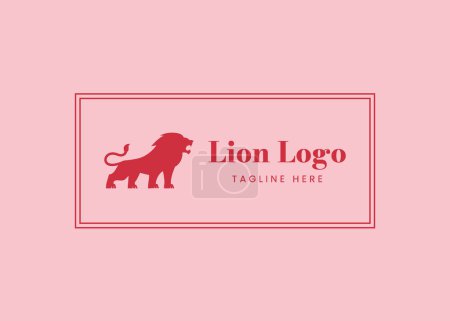Ilustración de Diseño Lion Logo en estilo vintage combinación roja y rosa - Imagen libre de derechos