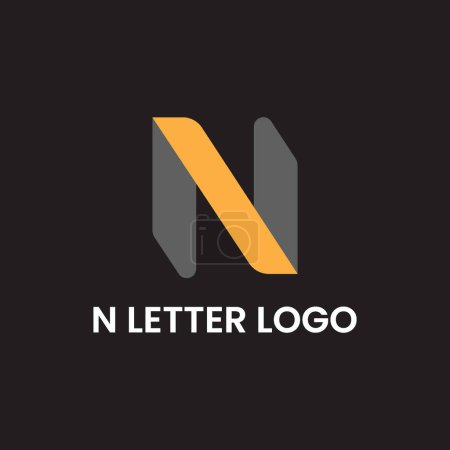Illustration for N letter logo design with black yellow color combination - Royalty Free Image