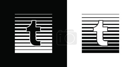 Illustration for T letter logo design symbol created with lines in white and black combination - Royalty Free Image