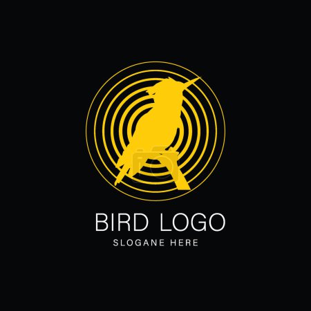 Ilustración de Diseño del logo del pájaro en círculo de radio hermoso icono - Imagen libre de derechos