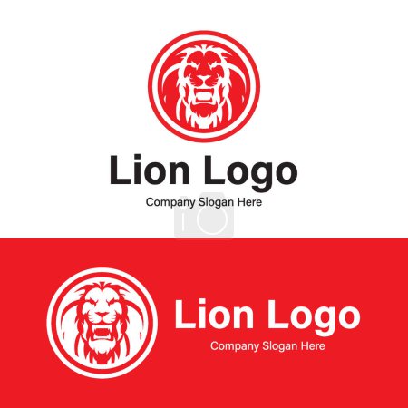Téléchargez les illustrations : Logo emblème tête de lion design. Icône vectorielle art tête de lion - en licence libre de droit