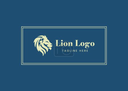 Ilustración de Diseño del logotipo del emblema de la cabeza de león. León cabeza línea arte vector icono - Imagen libre de derechos