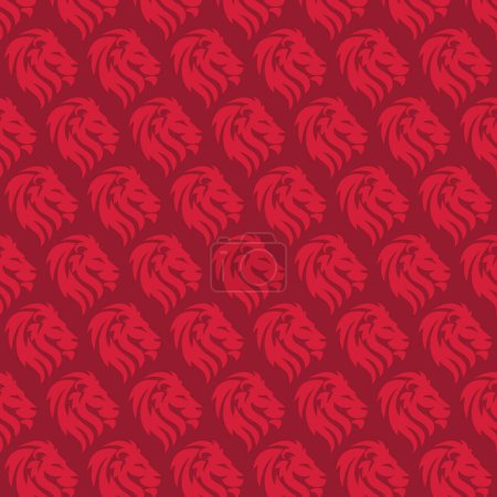 Ilustración de León cara patrón de diseño con colores rojos - Imagen libre de derechos