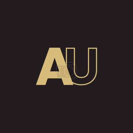 Illustration for A black and gold logo with the letters au - Royalty Free Image