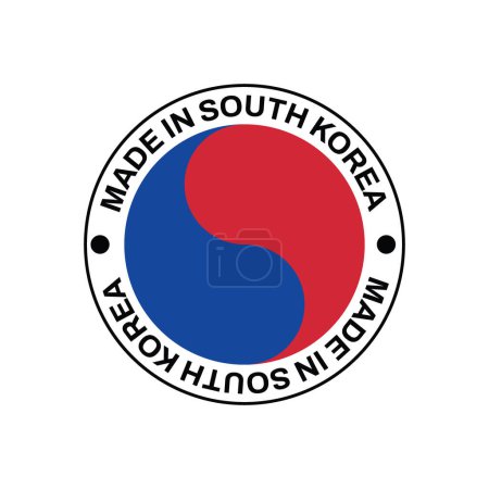 Illustration for Made in SOUTH KOREA circle stamp with flag on white background vector illustration. - Royalty Free Image
