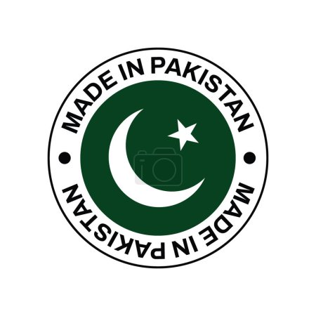 Ilustración de Hecho en PAKISTAN sello círculo con bandera sobre fondo blanco vector ilustración. - Imagen libre de derechos
