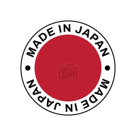 Téléchargez les illustrations : Fabriqué en timbre cercle JAPON avec drapeau sur fond blanc illustration vectorielle. - en licence libre de droit