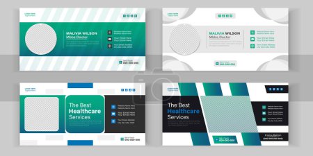 Medical Email Signature or Vector Design template and Healthcare Social Media Post-Banner Design Set