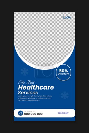 Illustration for Medical healthcare story design and medical social media post, editable healthcare social media banner template design - Royalty Free Image