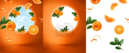 Foto de Ventana cielo pantalla producto naranja fondo naranjas png frutas maqueta - Imagen libre de derechos