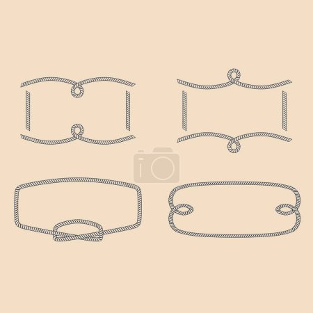 Illustration for Set of rope labels, rope frames, rope frames, rope frames, rope frames, rope frames - Royalty Free Image