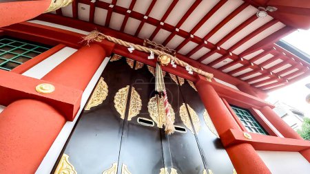 Red shrine building Nakahara Hachiman Shrine
