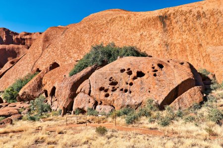 Hiking around Uluru Ayers Rock. Northern Territory. Australia - Date: 27 - 08 - 2023