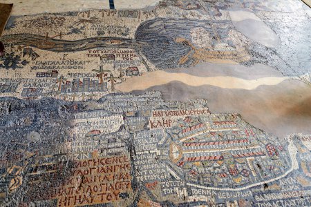 Photo for Jordan. Madaba. The Madaba Map inside the Greek Orthodox Basilica of Saint George, known as the Church of the Map - Date: 03 - 11 - 2023 - Royalty Free Image