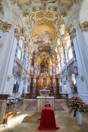 Téléchargez les photos : Allemagne Bavière Romantic Road. Église de pèlerinage de Wies (Wieskirche) - Date : 20 - 04 - 2023 - en image libre de droit