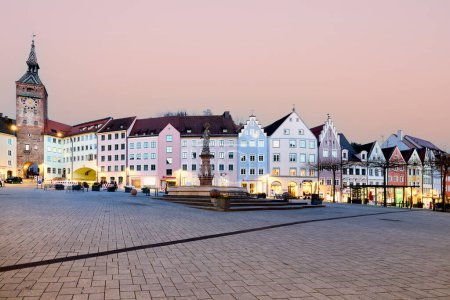 Photo for Germany Bavaria Romantic Road. Landsberg am Lech. Hauptplatz square - Date: 20 - 04 - 2023 - Royalty Free Image