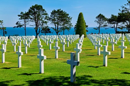 Photo for Colleville sur Mer. France. The Normandy American Cemetery and Memorial. Grave markers at the cemetery - Date: 08 - 08 - 2023 - Royalty Free Image