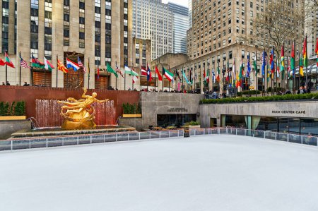 Photo for New York. Manhattan. United States. The Rockfeller Center. Ice skating rink. - Date: 23 - 04 - 2022 - Royalty Free Image