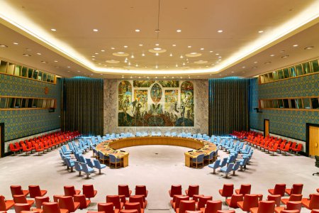 Photo for New York. Manhattan. United States. Headquarters of the United Nations. Security Council Chamber - Date: 04 - 01 - 2022 - Royalty Free Image