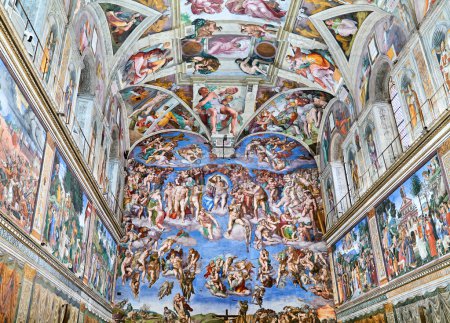 Photo for Rome Lazio Italy. The Vatican Museums in Vatican City. Sistine Chapel by Michelangelo. The Last Judgement - Date: 05 - 11 - 2023 - Royalty Free Image