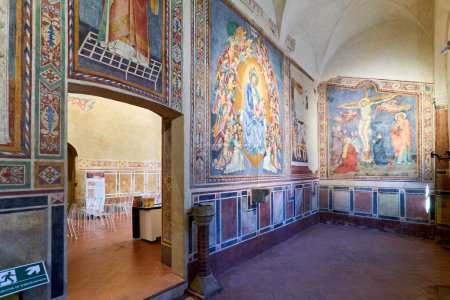Photo for San Gimignano. Tuscany. Italy. Frescoes in the church of San Lorenzo in Ponte. Madonna col Bambino in gloria (Madonna with Child in Glory) by Simone Martini - Date: 10 - 04 - 2023 - Royalty Free Image