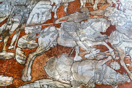 Foto de Siena Toscana Italia. El suelo de mosaico de mármol en el interior de la Catedral - Fecha: 08 - 04 - 2023 - Imagen libre de derechos