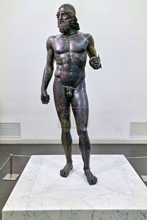 Photo for Reggio Calabria. Calabria Italy. The Riace Bronzes at the National Museum of Magna Grecia. Statue A - Date: 25 - 08 - 2023 - Royalty Free Image