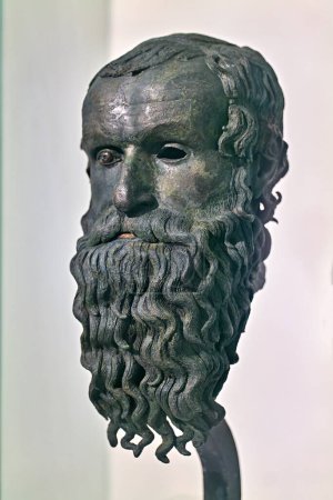 Photo for Reggio Calabria. Calabria Italy. The Riace Bronzes at the National Museum of Magna Grecia. Bronze Head. Porticello wreck - Date: 25 - 08 - 2023 - Royalty Free Image