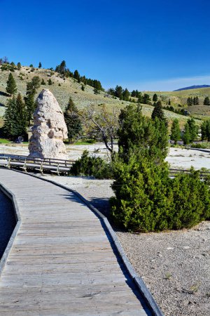Photo for Liberty Cap at the Mammoth Hot Springs. Yellowstone National Park. Wyoming. USA. August 2020 - Date: 11 - 08 - 2023 - Royalty Free Image