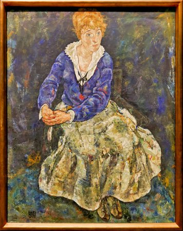 Foto de Egon Schiele - Retrato de la esposa del artista Edith Schiele (1917-18) - Museo Belvedere, Viena Austria - Fecha: 04 - 11 - 2023 - Imagen libre de derechos