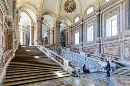 Photo for Caserta Campania Italy. The scalone (staircase of honour) by Luigi Vanvitelli at the Royal Palace - Date: 07 - 09 - 2023 - Royalty Free Image