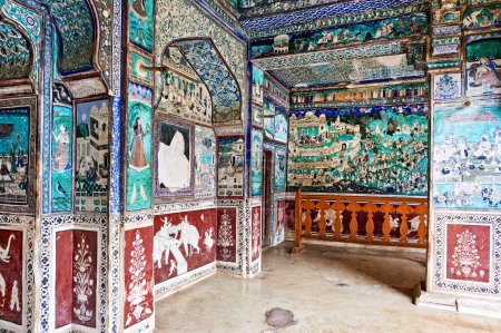 Photo for India Rajasthan Bundi. Decorations and paintings at Taragarh Fort - Date: 15 - 08 - 2023 - Royalty Free Image