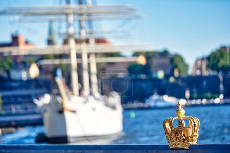 Photo for Skeppsholmsbron - Skeppsholm Bridge With Its Famous Golden Crown. Stockholm Sweden - Date: 04 - 06 - 2023 - Royalty Free Image