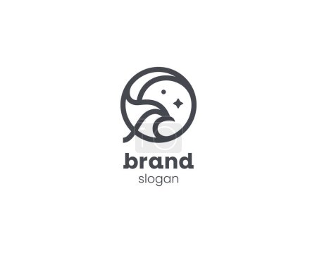 Téléchargez les illustrations : Logo minimaliste créatif de la ligne oiseau - en licence libre de droit