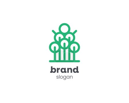 Téléchargez les illustrations : Logo d'arbre vert minimaliste créatif - en licence libre de droit
