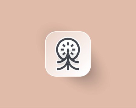 Creative simple line of tree with sun light logo on app icon