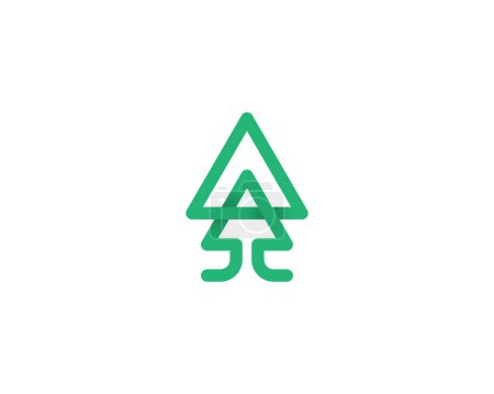 Creative line green forest tree logo