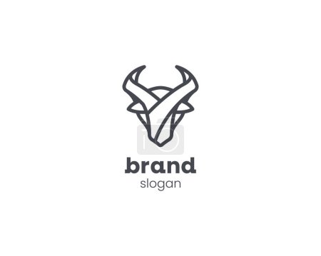 Illustration for Creative line monogram bull head logo - Royalty Free Image