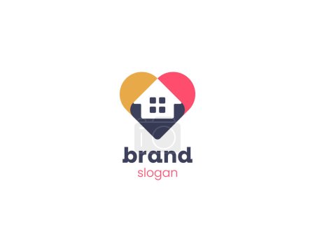 Abstraktes kreatives Herz mit negativem Haus-Logo