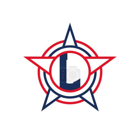 Letter L Star Logo Design. Patriotic L Logo concept inside Star