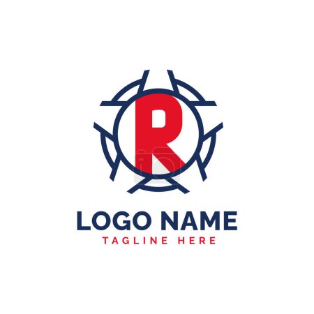 Concept patriotique de logo R. Lettre R Modèle de logo patriotique américain