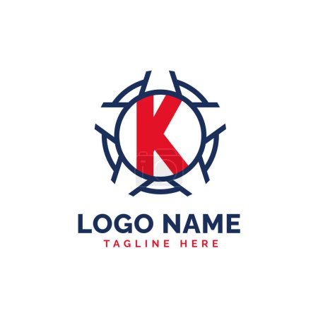 Patriotic K Logo Concept (en inglés). Letra K American Patriotic Logo Template