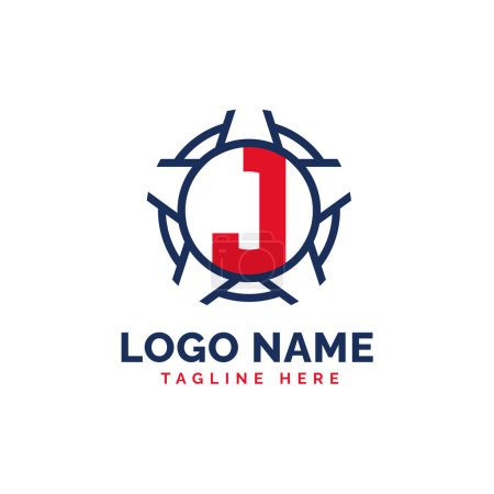 Patriotic J Logo Concept (en inglés). Letra J American Patriotic Logo Template