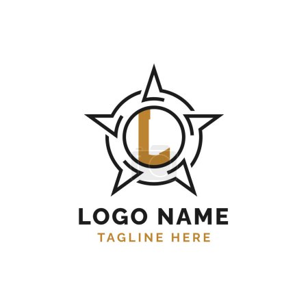 Letter L Star Logo Design. Alphabet L Logo with Star