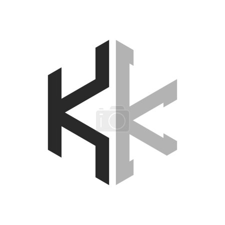 Modèle unique moderne de conception de logo d'hexagone de lettre KK. Élégant concept initial de logo KK Letter