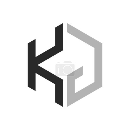 Modern Unique Hexagon Letter KJ Logo Design Template. Elegant initial KJ Letter Logo Concept