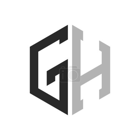 Modèle unique moderne de conception de logo GH lettre hexagone. Concept initial élégant de logo de lettre de GH