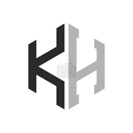 Modern Unique Hexagon Letter KH Logo Design Template. Elegant initial KH Letter Logo Concept