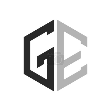 Modèle unique moderne de conception de logo GE lettre hexagone. Élégant concept initial de logo de lettre GE